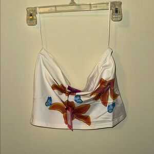 Floral Print White Camisole Top